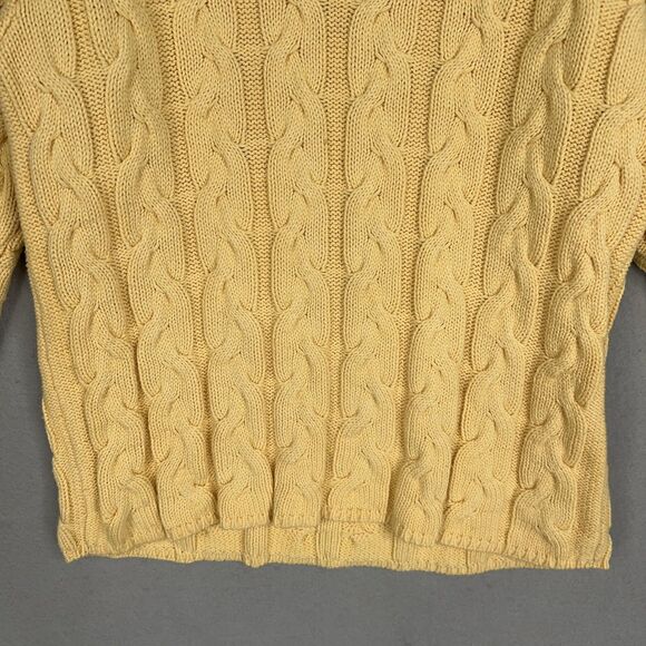 Vintage Eddie Bauer Sweater Womens Small Yellow Cable Knit Pullover Minimal Prep - Picture 3 of 12